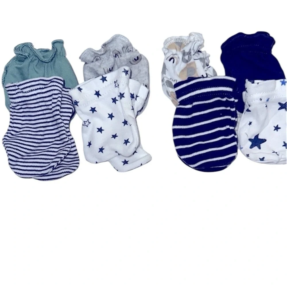 Assorted Baby Mittens Set - Green, Gray, Navy, and White